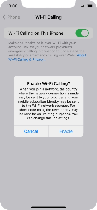 If you turn on the function, press Enable.