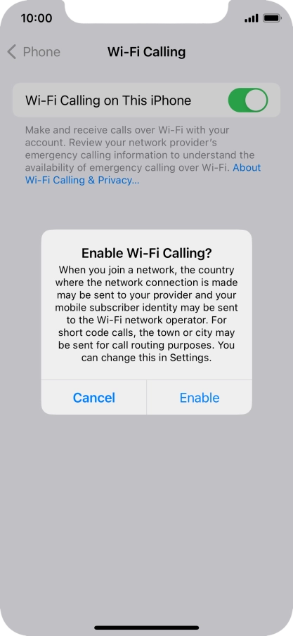 If you turn on the function, press Enable.