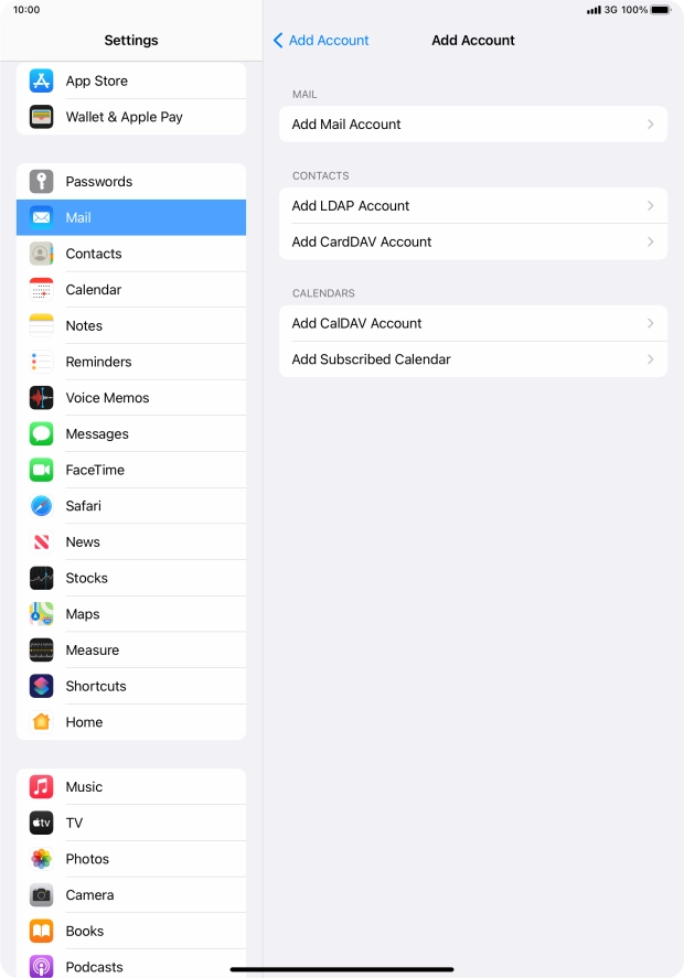 Press Add Mail Account.