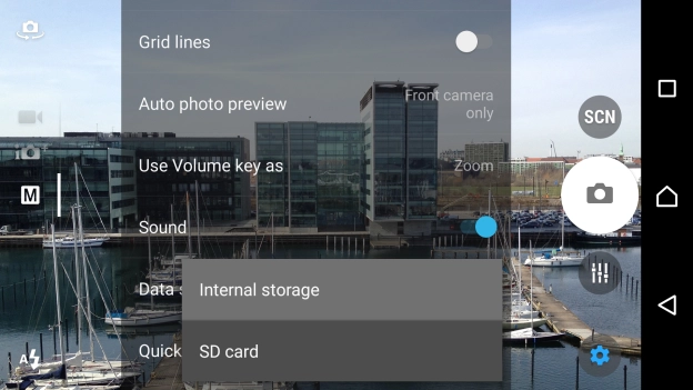 Press Internal storage to save your pictures in the phone memory.