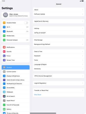 Press Software Update. If a new software version is available, it's displayed. Follow the instructions on the screen to update the tablet software.