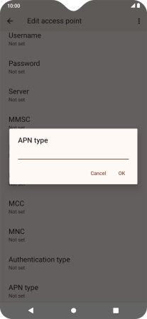 Key in default and press OK.