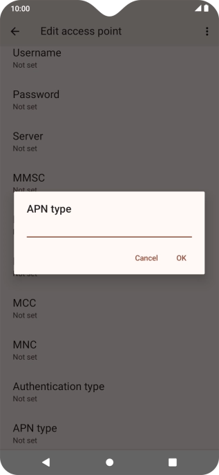 Key in default and press OK.