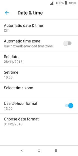 Press Automatic date and time.