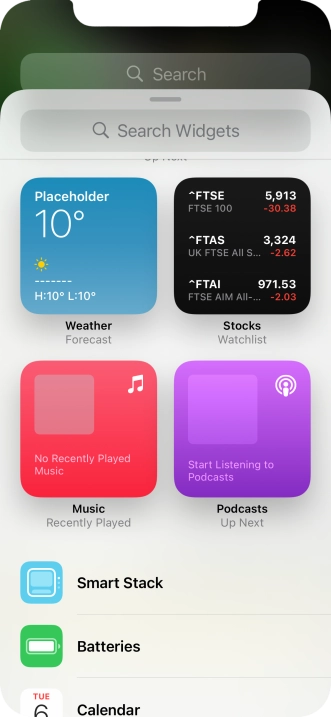 Press the required widget.