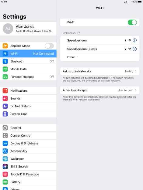 Press the required Wi-Fi network and key in the password for the Wi-Fi network.