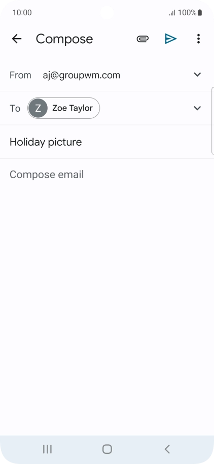 Press the text input field and write the text for your email message.