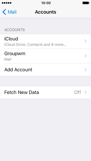 Press the name of the email account you've just set up.