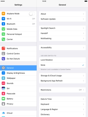 Press Software Update. If a new software version is available, it's displayed. Follow the instructions on the screen to update the tablet software.