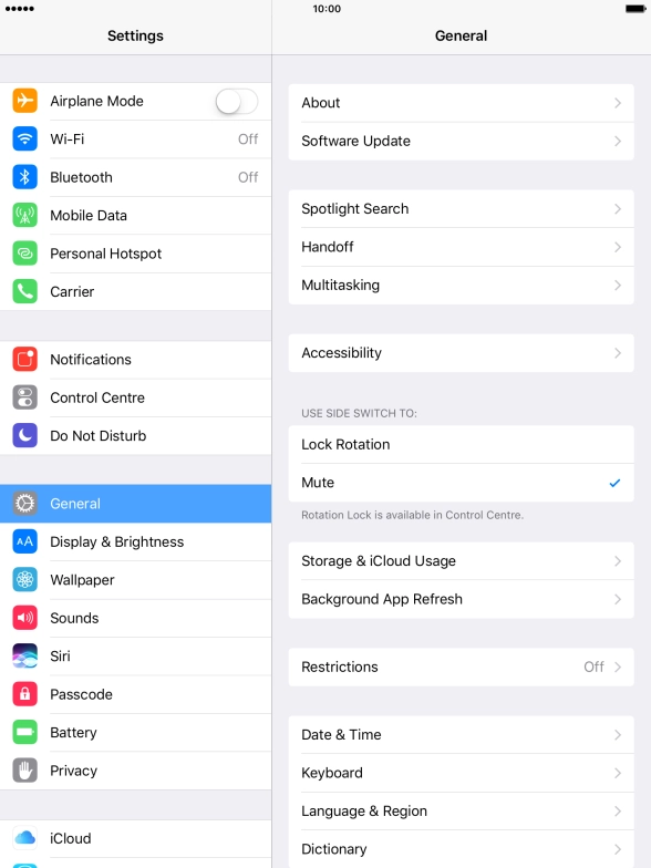 Press Software Update. If a new software version is available, it's displayed. Follow the instructions on the screen to update the tablet software.
