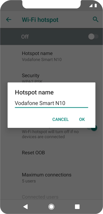 Key in the required Wi-Fi hotspot name and press OK.