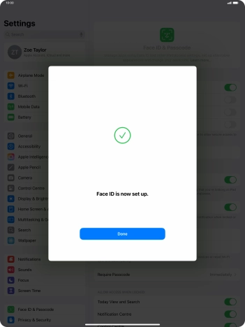Press Done. If you haven't previously selected a lock code, key in a code of your own choice twice.