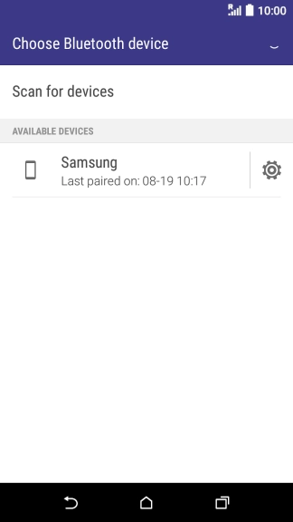 Press the required Bluetooth device and wait while the file is transferred.