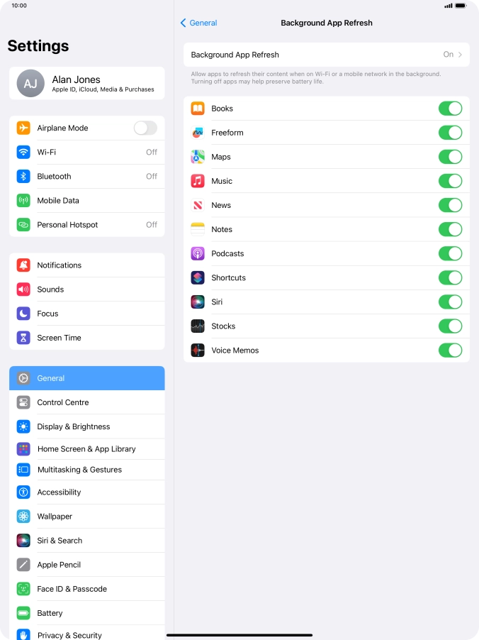 Press Background App Refresh. Press Background App Refresh.