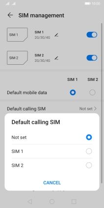 Press the required setting.