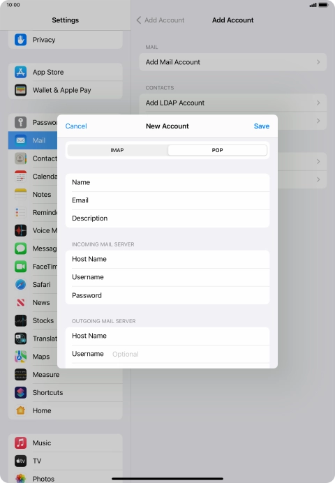 Press Username and key in the username for your email account. Please note that if you're using Vodafone's outgoing server, leave the username field empty. Press Username and key in the username for your email account. Please note that if you're using Vodafone's outgoing server, leave the username field empty.