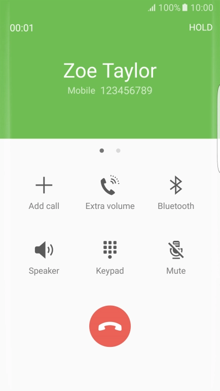 Press the end call icon.
