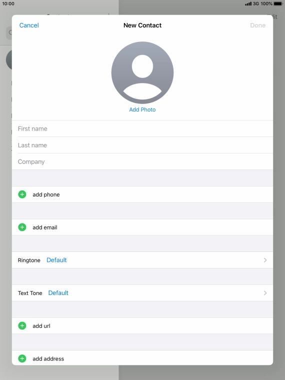 Press First name and key in the first name. Press First name and key in the first name.