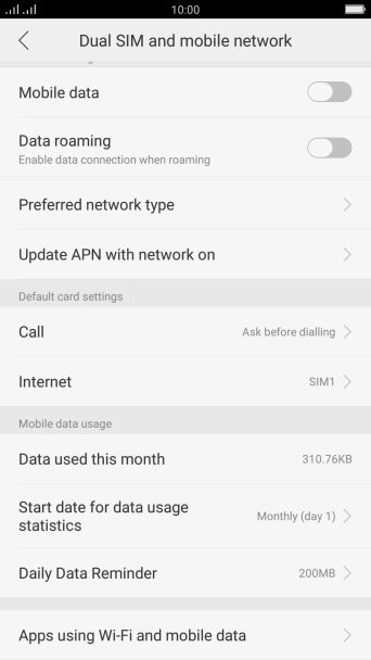 Press Apps using Wi-Fi and mobile data.