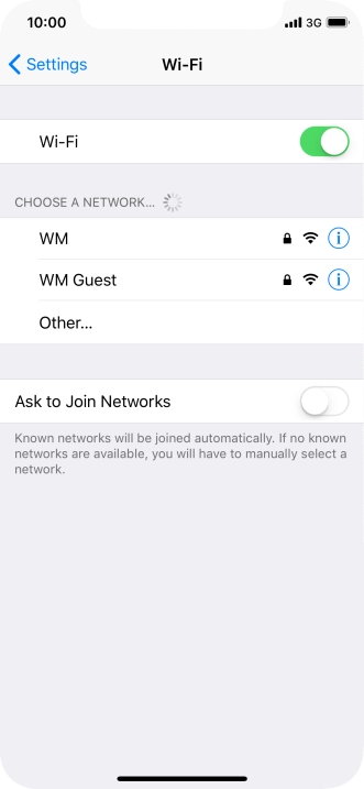 Press the required Wi-Fi network and key in the password for the Wi-Fi network.
