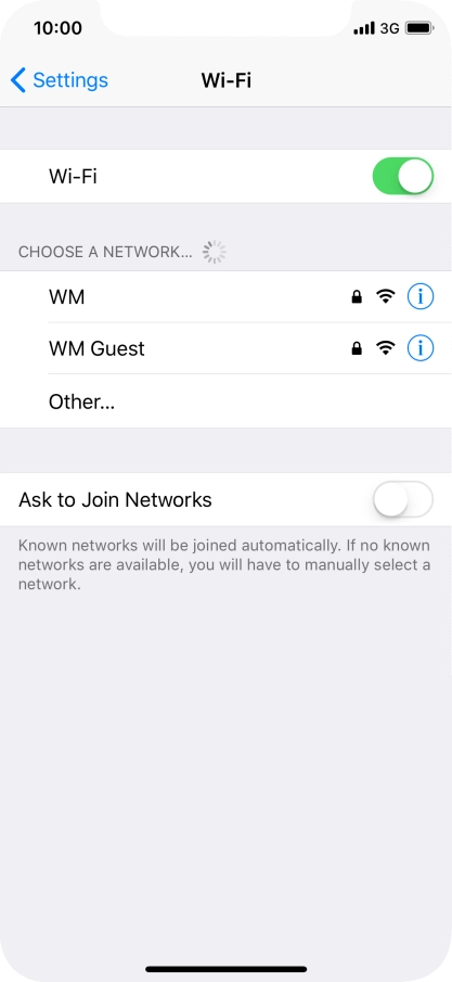 Press the required Wi-Fi network and key in the password for the Wi-Fi network.