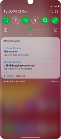 Press Tap to change USB options.