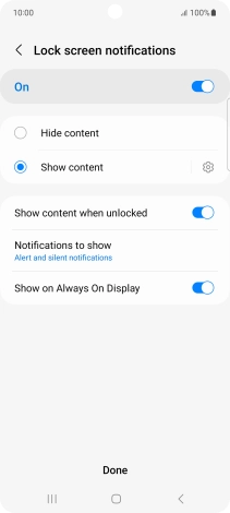 Press the required settings to turn them on or off.