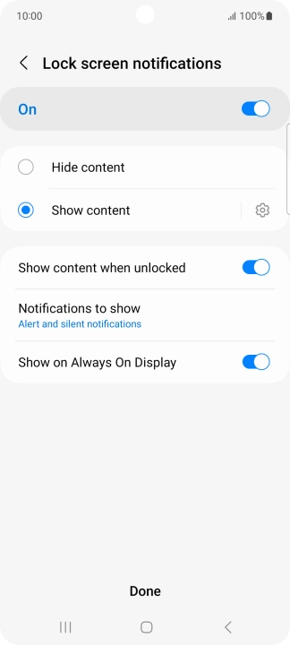 Press the required settings to turn them on or off.