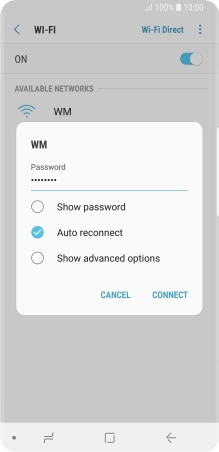 Key in the password for the Wi-Fi network and press CONNECT.