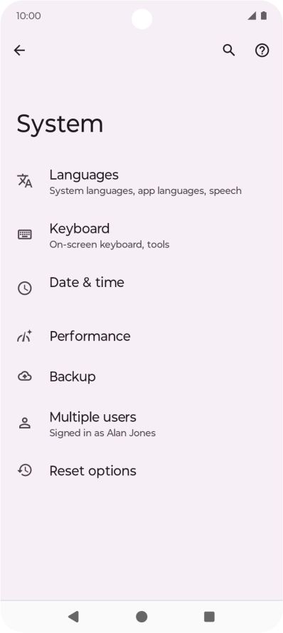 Press Reset options.