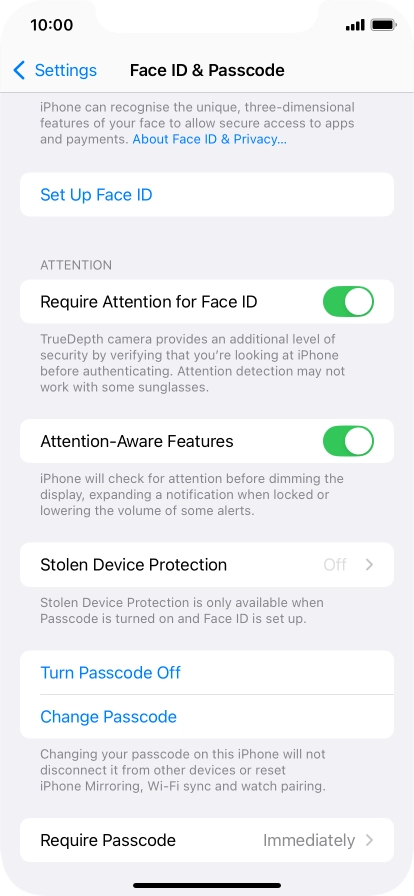 Press Turn Passcode Off and key in the phone lock code.