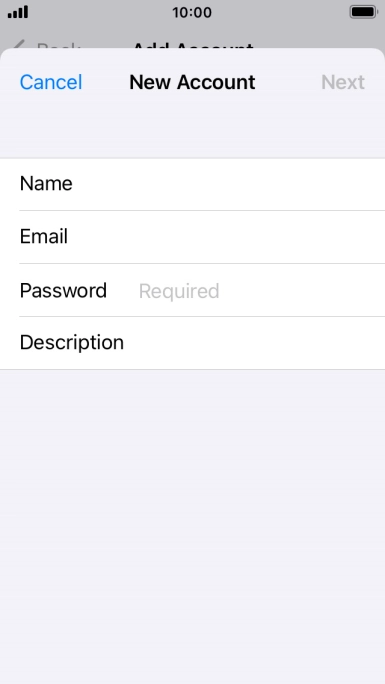 Press Password and key in the password for your email account.