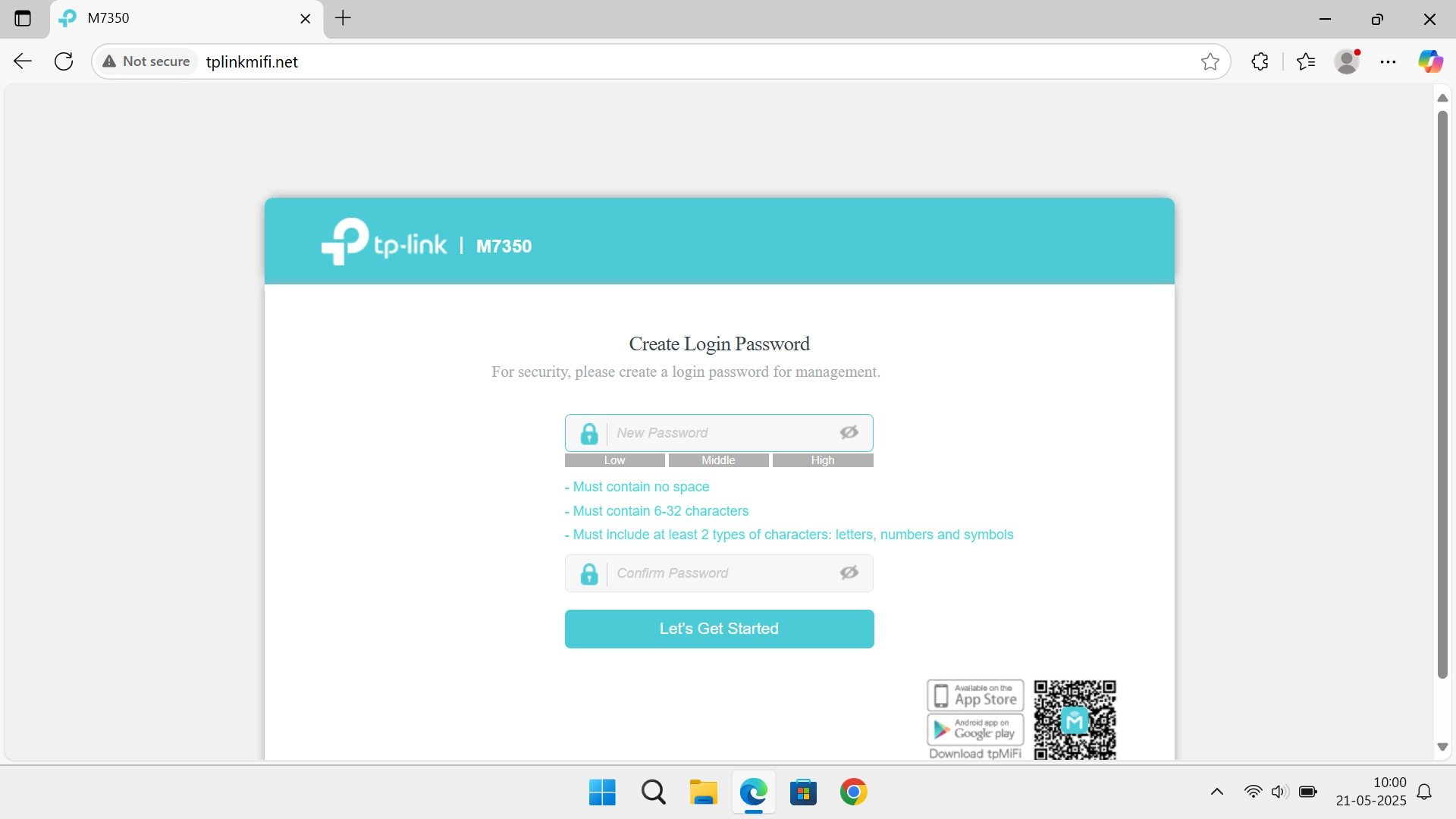 Click New Password and key in the required password.