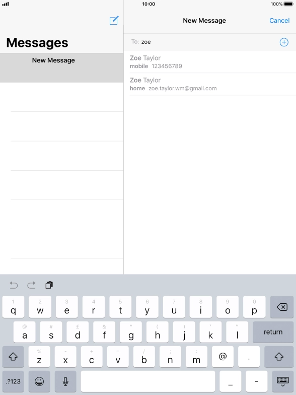 Press the required contact.