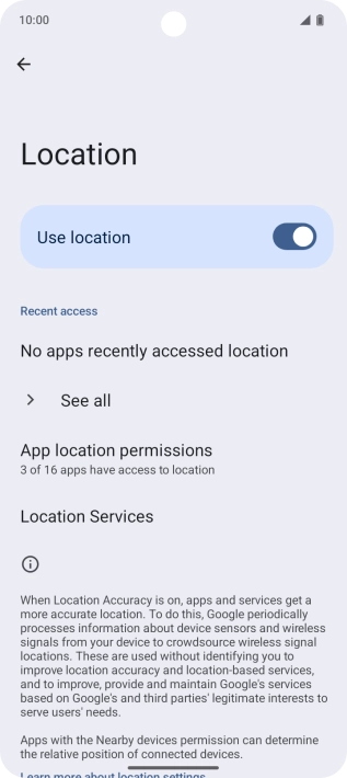 Press App location permissions. Press App location permissions.