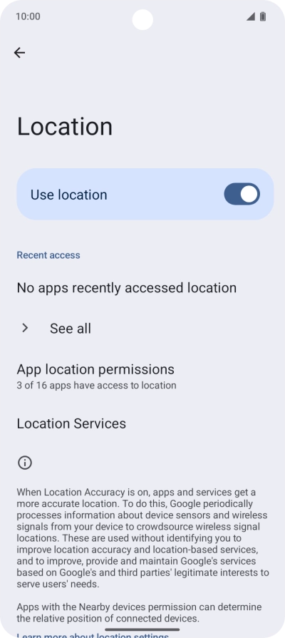 Press App location permissions. Press App location permissions.