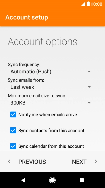 If this screen is displayed, you email account has been recognised and set up automatically. Follow the instructions on the screen to key in more information and finish setting up your phone.