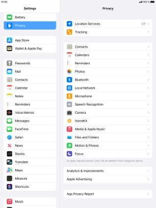 Press Location Services.