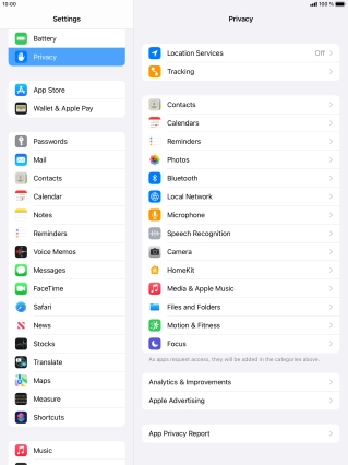 Press Location Services.