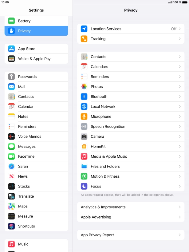 Press Location Services.