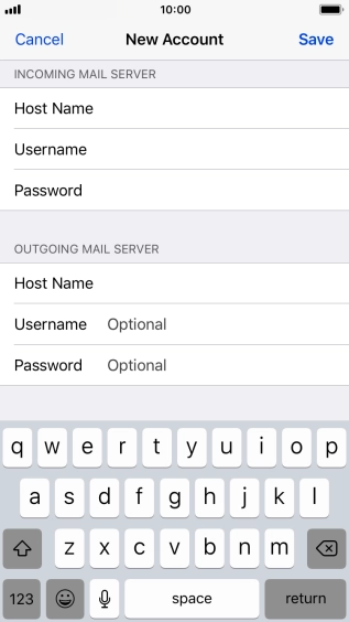 Press Username and key in the username for your email account. Please note that if you're using Vodafone's outgoing server, leave the username field empty.
