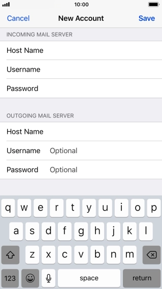 Press Username and key in the username for your email account. Please note that if you're using Vodafone's outgoing server, leave the username field empty.