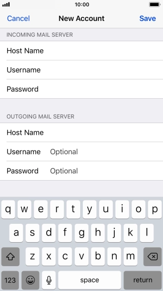 Press Username and key in the username for your email account. Please note that if you're using Vodafone's outgoing server, leave the username field empty.