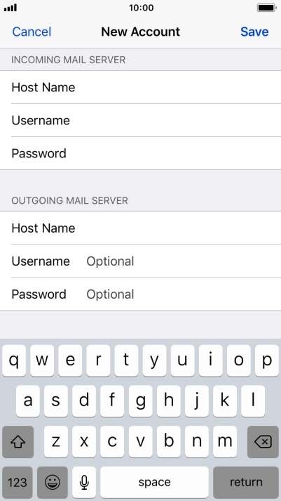 Press Username and key in the username for your email account. Please note that if you're using Vodafone's outgoing server, leave the username field empty.
