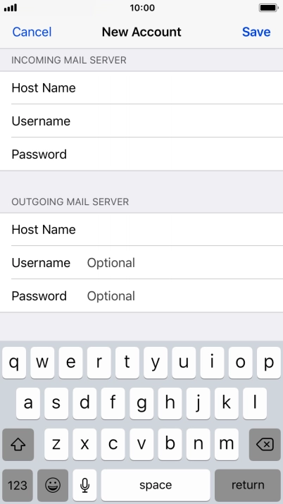 Press Username and key in the username for your email account. Please note that if you're using Vodafone's outgoing server, leave the username field empty.