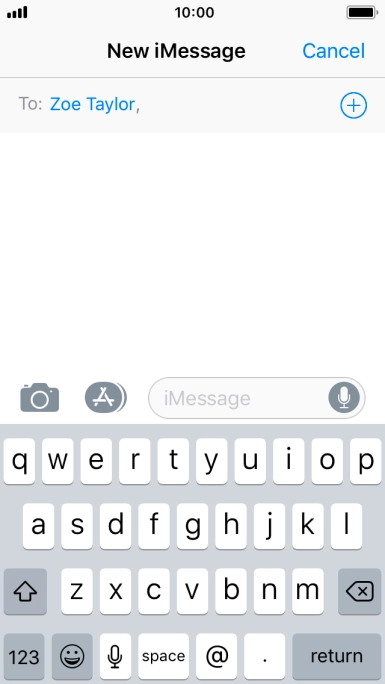 If the recipient can receive iMessages, iMessage is displayed in the text input field.