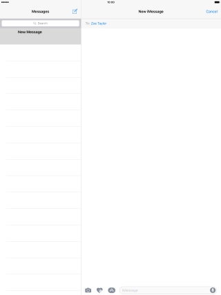 Press the text input field and write the text for your iMessage.