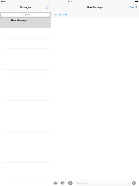 Press the text input field and write the text for your iMessage.