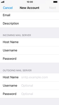 Press Host Name and key in the name of your email provider's outgoing server. Please note that if you can't send email messages when using your email provider's outgoing server, key in smtp.vodafone.net.au (Vodafone's outgoing server).