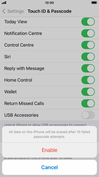 If you turn on the function, press Enable.